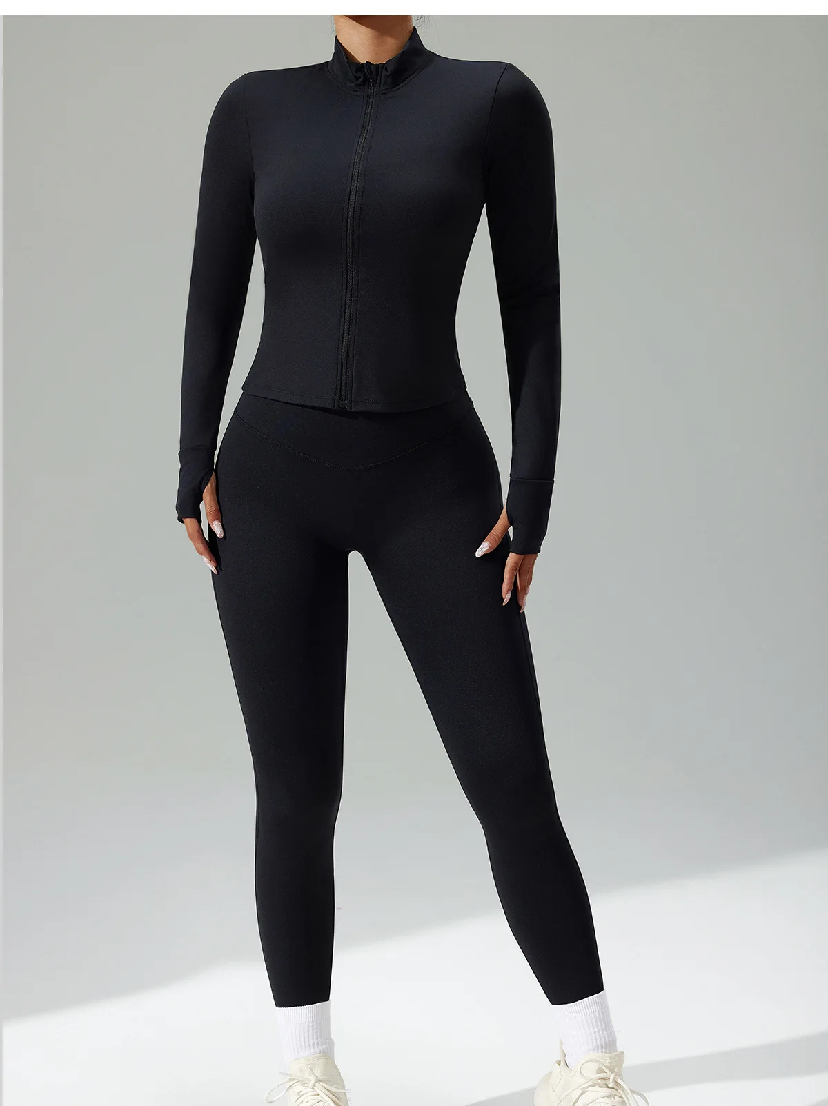 3-teiliges Damen-Fitness-Sportbekleidungs-Set, schnelltrocknend, atmungsaktiv, Langarm-Cardigan, Sport-BH, High-Waist-Leggings, Yoga-Workout-Trainingsanzug – Detail 28