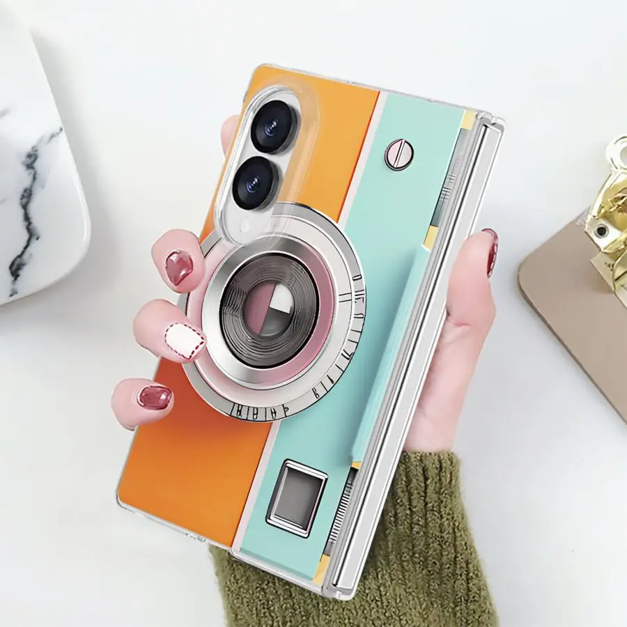 Retro Camera Phone Cover Case for Samsung Galaxy Z Fold 8 PC Hard Luxury ZFold8 ZFold 8