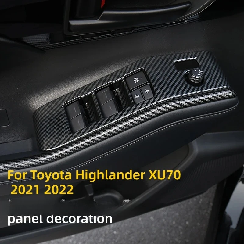 

For Toyota Highlander XU70 2021 2022 ABS Carbon fiber Window Switch Panel Adjust Cover Trim Stickers Garnish Decoration Styling