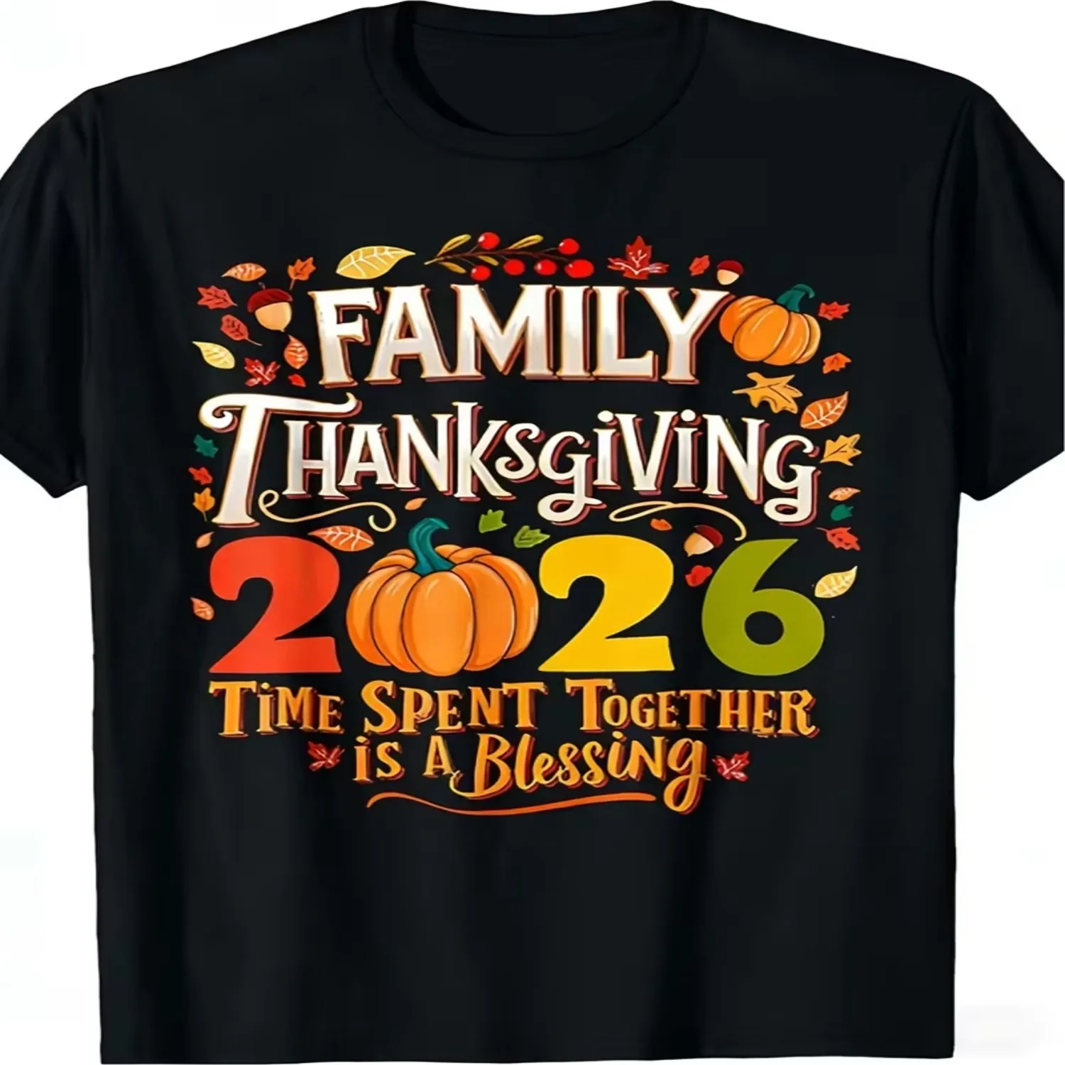 Embracing The Happiness of Togetherness Autumn Harvest T-Shirt, Unisex, Casual And Comfortable Fit, Suitable for Teens, Friends, Great Gift, Halloween, Birthday, Back to School, Thanksgiving, Fun Men Graphic Tee, Weekend Casual Top