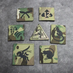 Camouflage Series Reflective Patch Spade 12 Tactical Badges Pegasus Doglegs Mouse Kangaroo Fist Scorpion for Clothing Bag Decor