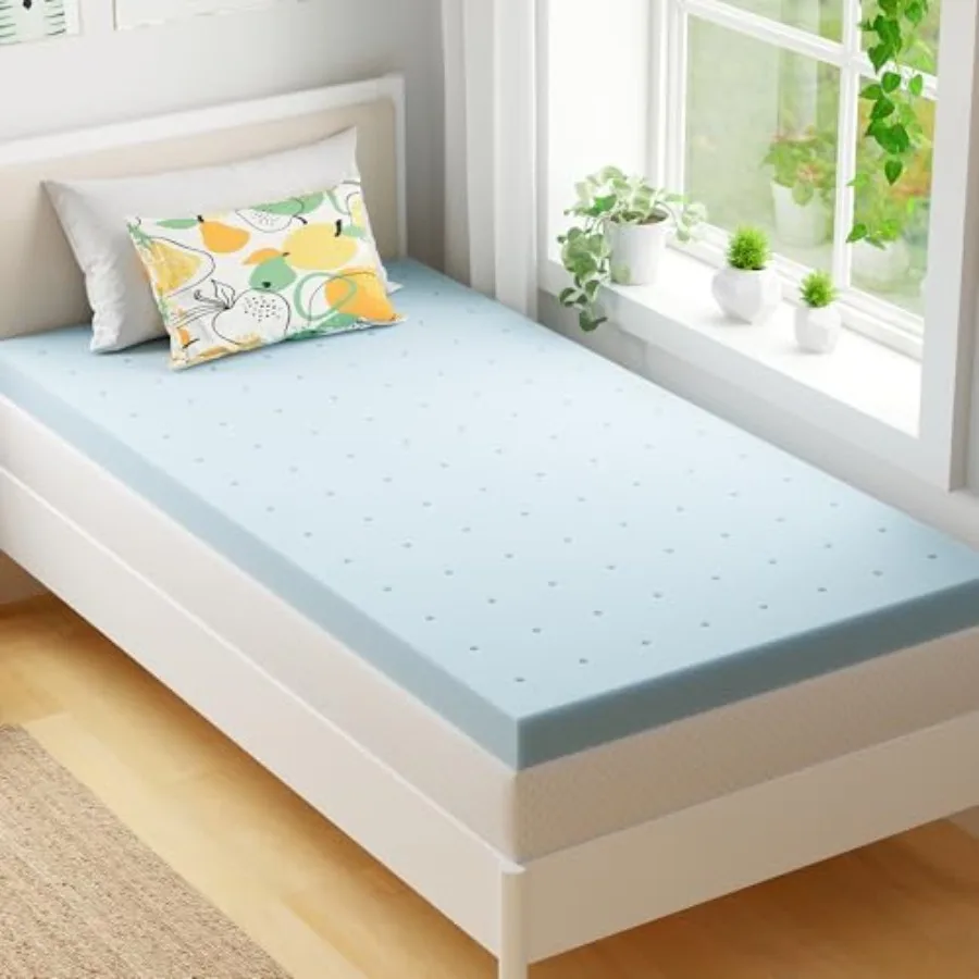 

Наматрасник из пены с эффектом памяти с охлаждающим гелем и функцией снятия давления, в коробке, для общежития, сертифицирован CertiPUR, синий