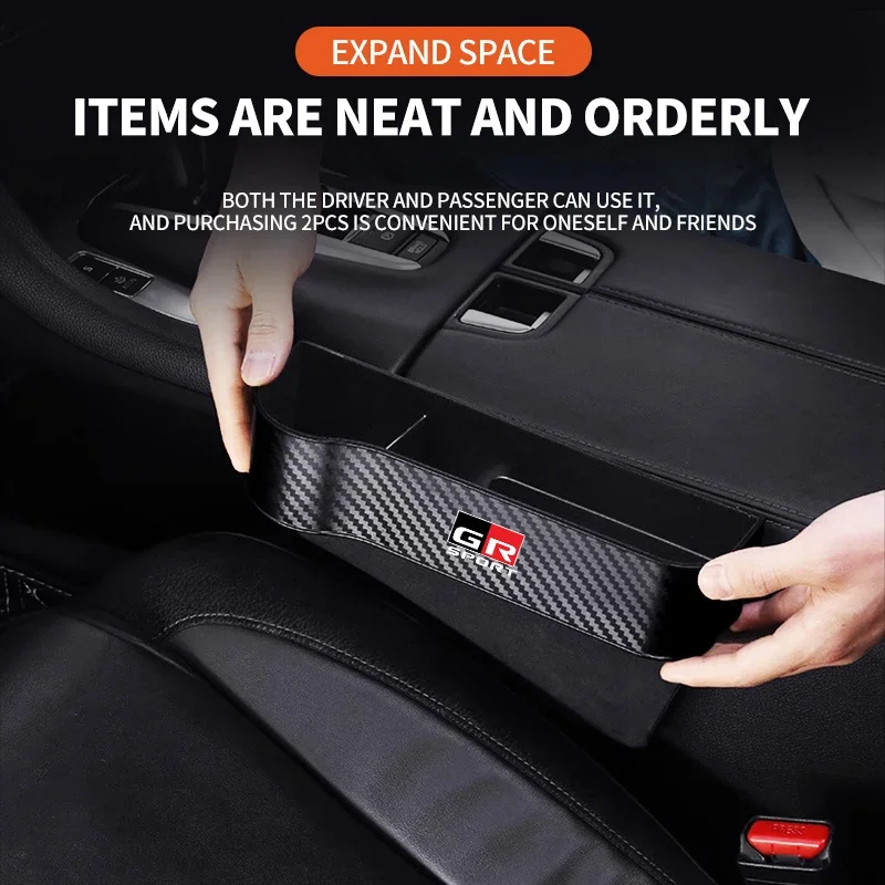 1/2PCS Car Seat Gap Slit Pocket Catcher Organizer For Toyota GR Sport Gazoo Racing Yaris 86 Corolla Hilux Supra C-HR Accessories