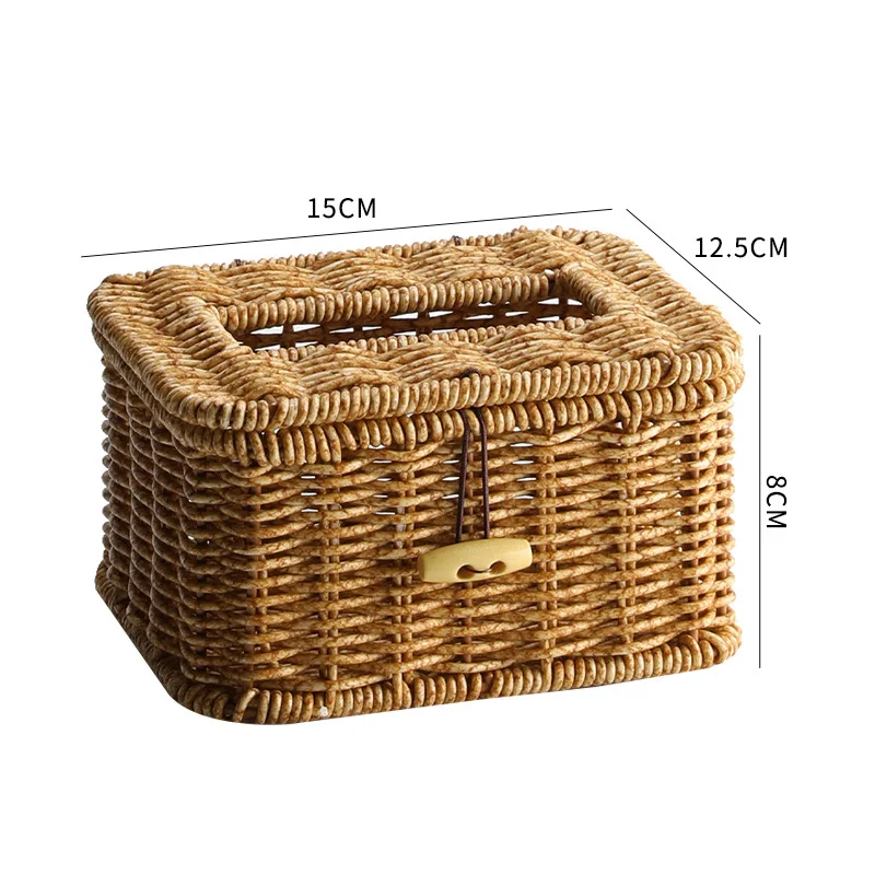 Simulation Rattan Tissue Box Living Room Office Desk Tissue Box Bedroom Home Desktop Decoration