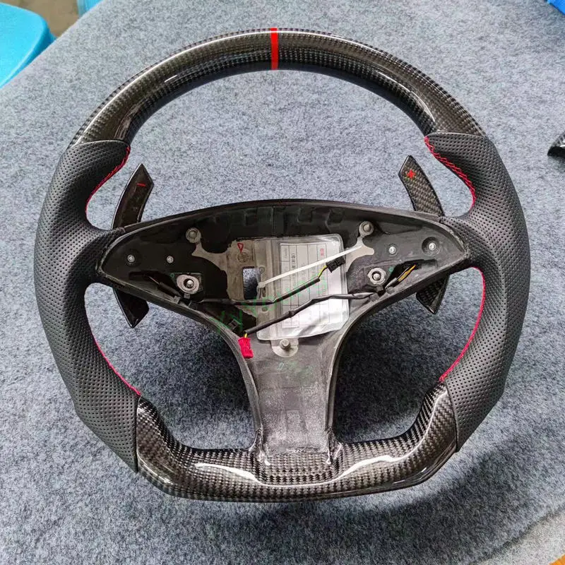 100% Real Carbon Fiber + Leather Steering Wheel For Mercedes-benz C200 W204 W207 W212 W218 E63 E200 E260 E300 E350 E550