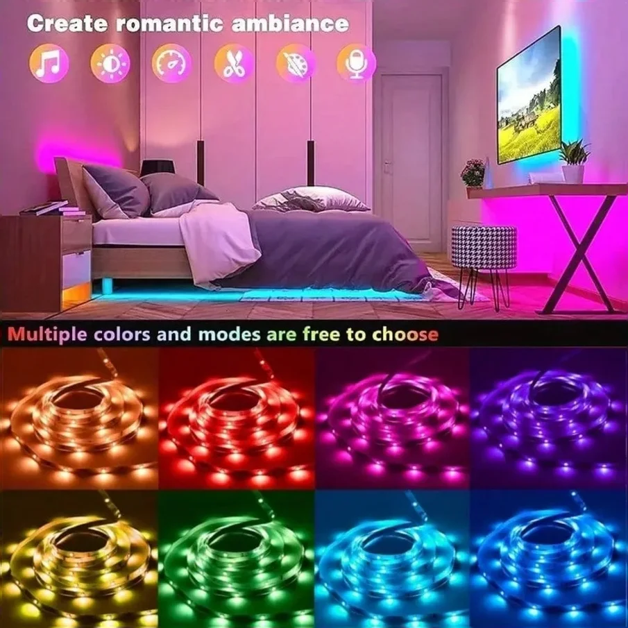 DC24V RGB Led Strip Lights Music Sync Color Change App Control 10M 20M 40M LED Tape Flexible Ribbon For Home Atmosphere Decor