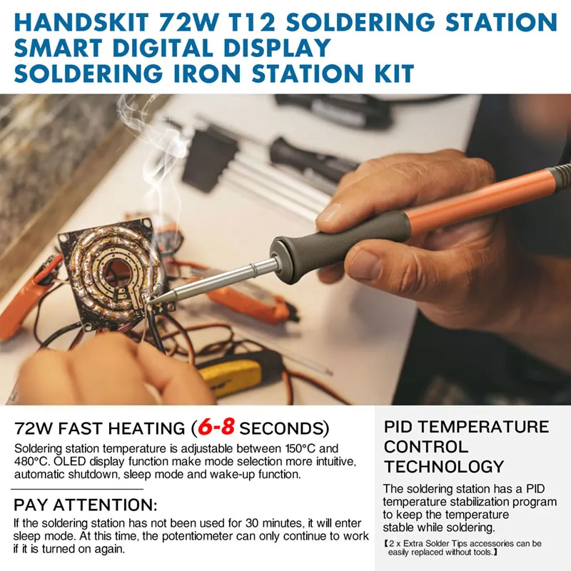 T12 Soldering Station OLED Digital Adjustment Auto Sleep 1s-6s Quick Heating Micro Electronic Repair Welding Tools