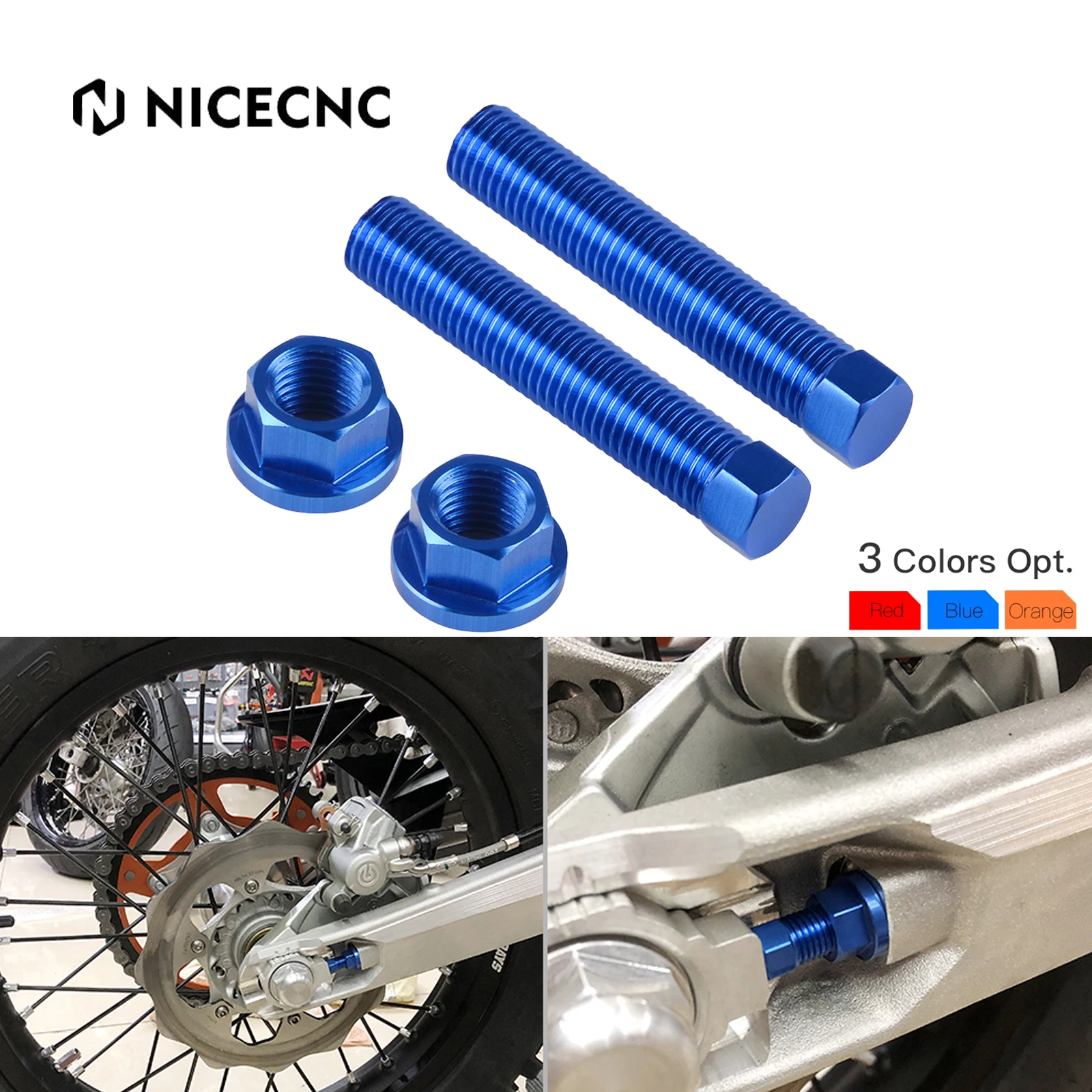 

NiceCNC For Husqvarna TE250 TE300 TE FE TX FX TE FE FS 125 250 300 350 400 450 501 2014-2023 M10×50 Axle Chain Adjuster Bolt