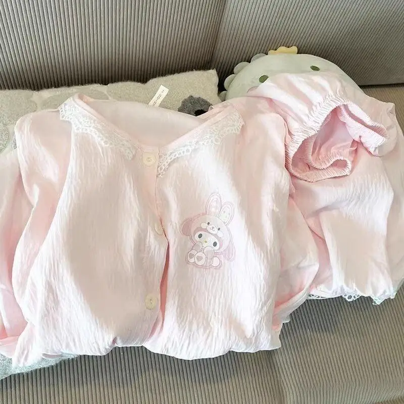 

Sanrio My Melody Short Sleeve Shorts Pajama Set Soft Cartoon Students Kawaii Home and Outdoor Wear Cute Summer Ins Nightwear Set