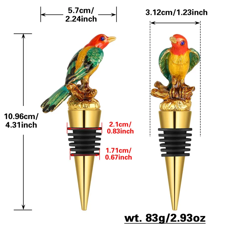 Colorful Magpie Bottle Stopper Wine Champagne Stoppers for Club Party Wedding Bar Accessory Gadget