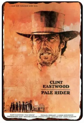 1pcs Pale Rider Cowboy Movie poster Retro All Metal Tin Sign  8 x 12