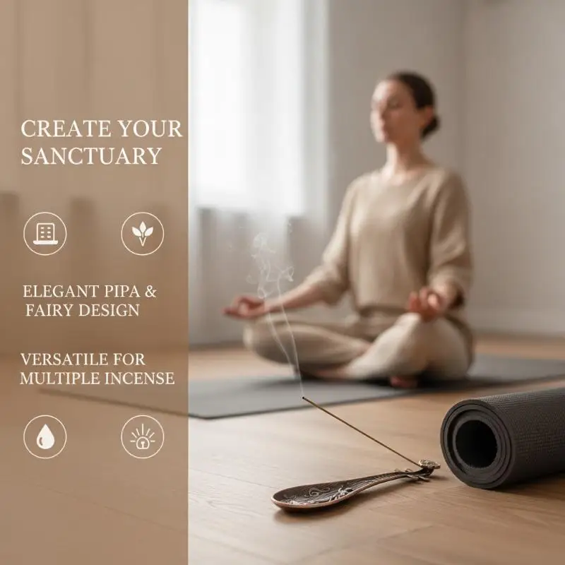 Pipa-förmiger Metall-Räucherstäbchenhalter im traditionellen chinesischen Stil, Geschenk für Yoga- und Meditationsliebhaber – Detail 8