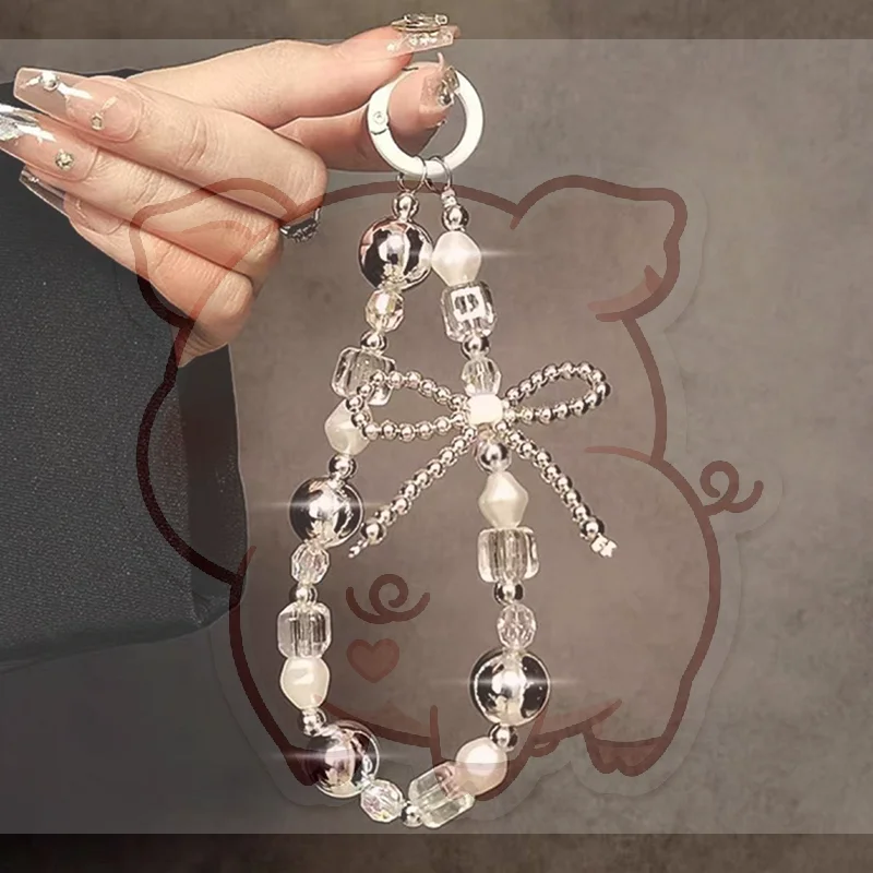 Personalized Creative Bow Beaded Cell Phone Chain Bag Charm Phone Anti-lost Lanyard Fashion Backpack Accessories Gift