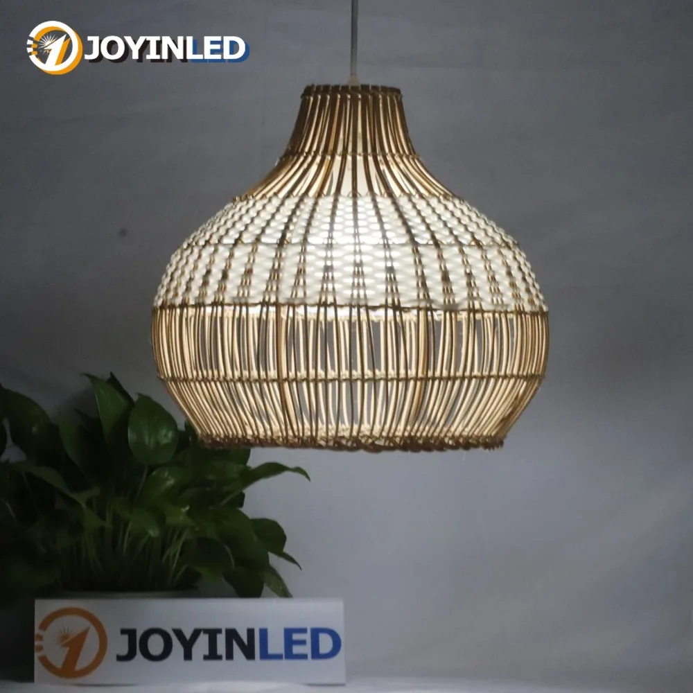 

JOYINLED Rattan Pendant Light Boho Wicker Hanging Lamp Mini Hand-Woven 35CM White Rattan Chandelier for Dining Living Kitchen
