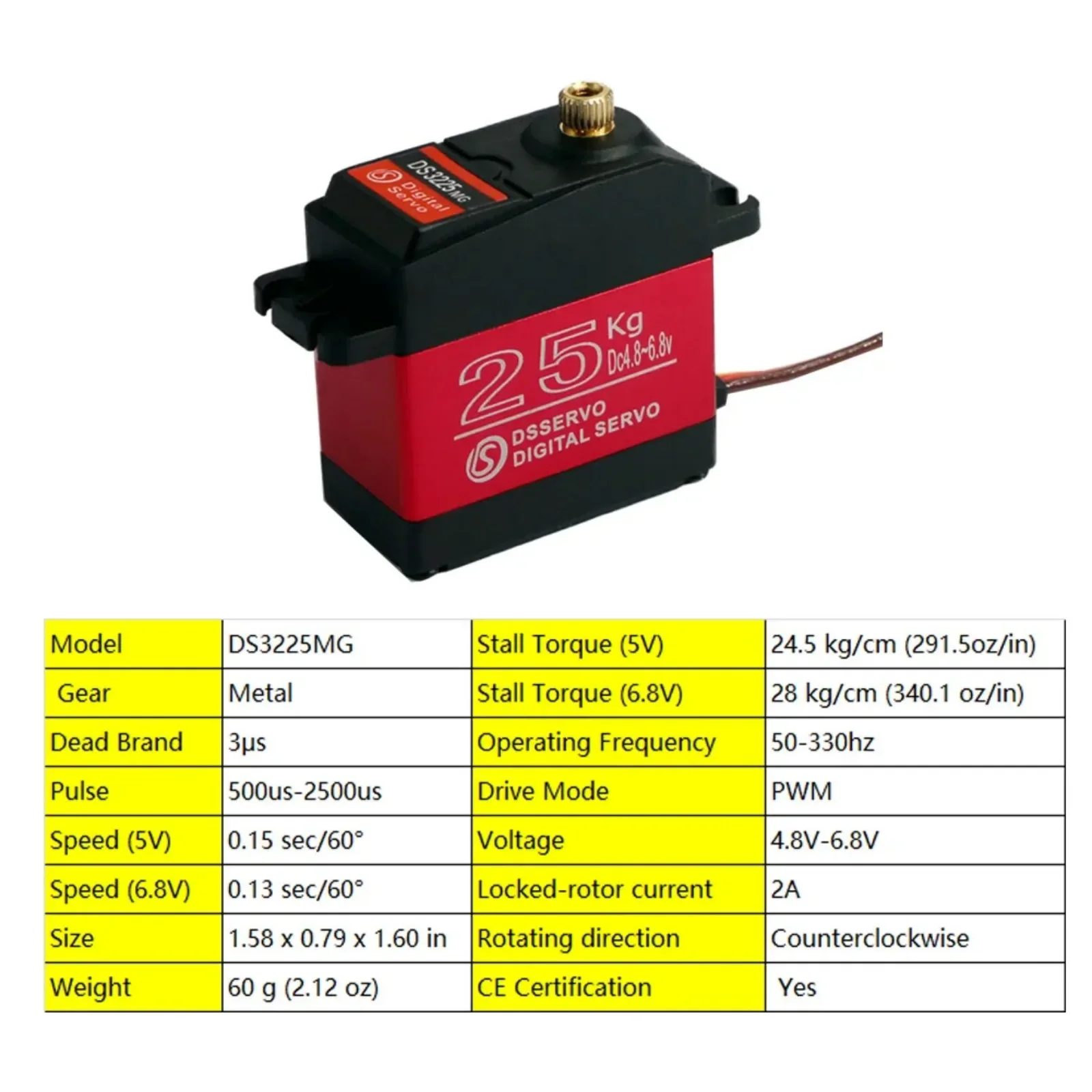 2 قطعة DS3225 25 كجم الرقمية RC سيرفو عزم دوران عالي مقاوم للماء كامل ميتال جير DSServo موتور ل 1/8 1/10 باجا سيارة RC الزاحف