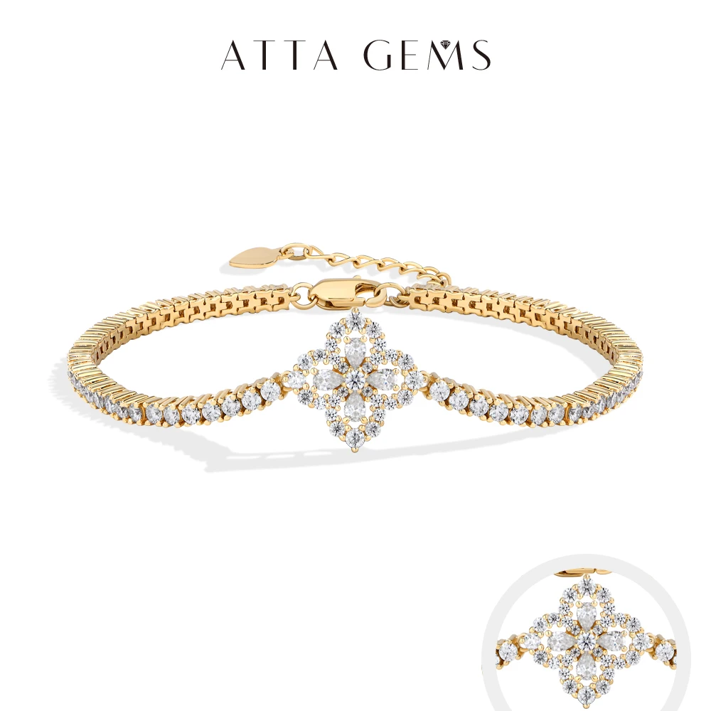 

ATTAGEMS Lab браслеты с бриллиантами, женские регулируемые теннисные браслеты из серебра 925 пробы, однотонные, 10 карат, 14 карат, 18-каратное золото, роскошные обручальные украшения, подарок