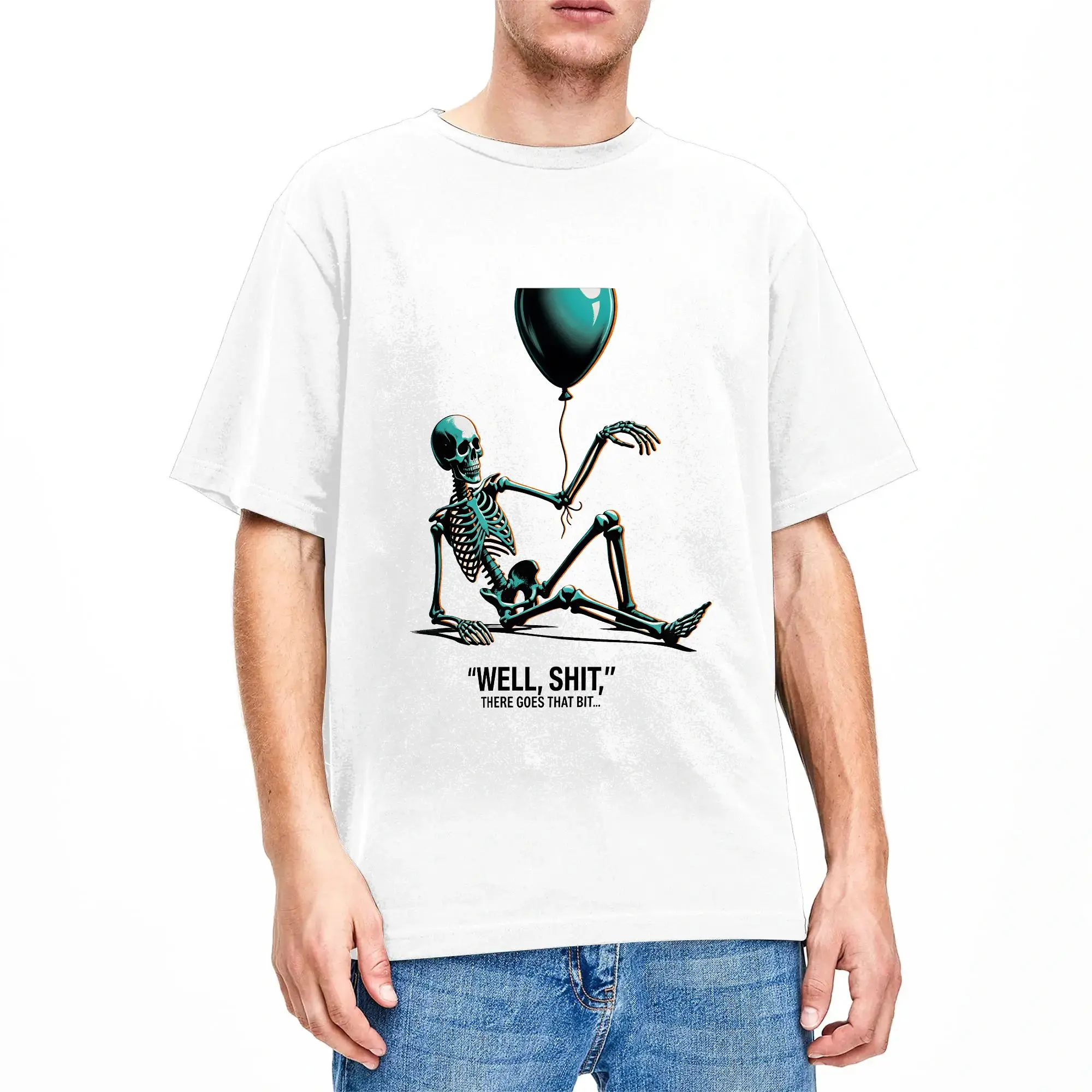 Awesome Well sht there goes that bit    Funny Skeleton Lost T-Shirt Men Crewneck Cotton T Shirt  Short Sleeve Tees Plus Size
