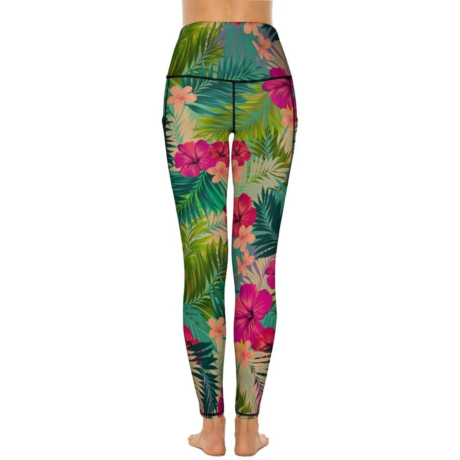 Sunset Beach Quality Leggings Tropical Floral Print Gym Yoga Pants Push Up Elastic Sports Tights Women Vintage Leggins