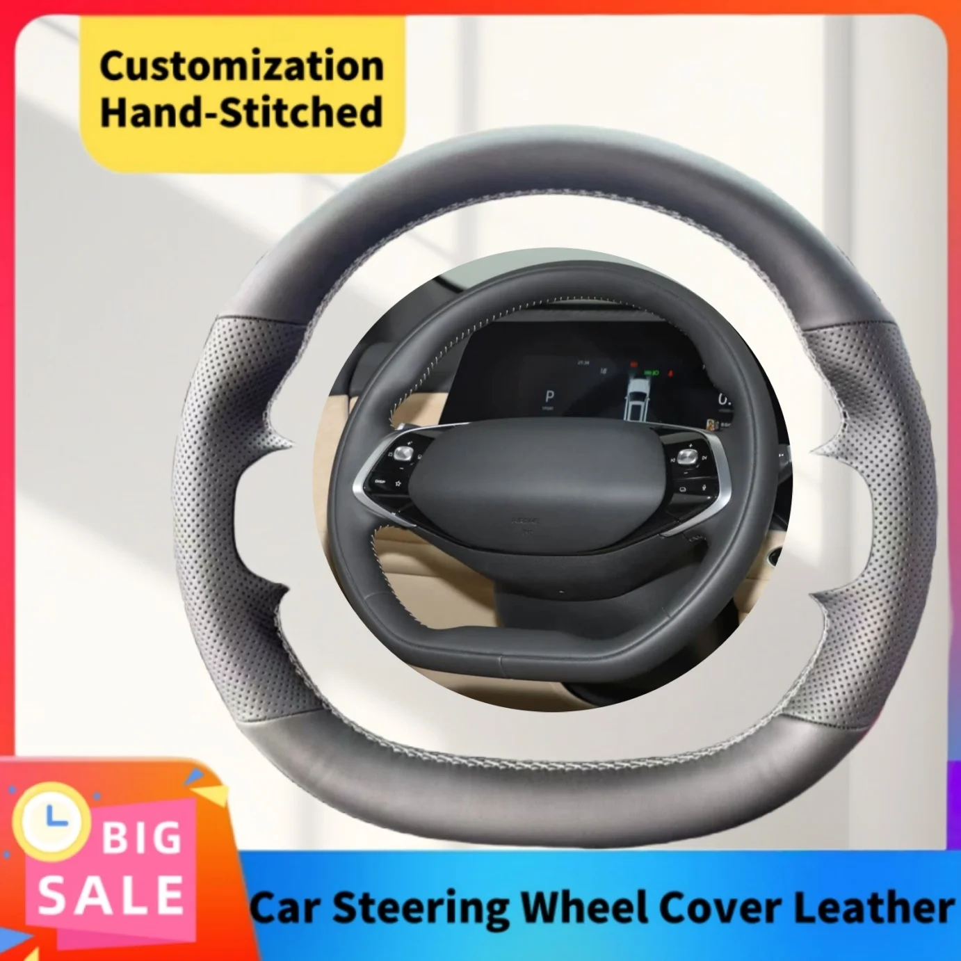 

DIY Hand-Stitched Custom High-quality Genuine Leather Steering Wheel Cover For Chang an CS75 CS35 CS55 Eado Alsvin Auto Interior