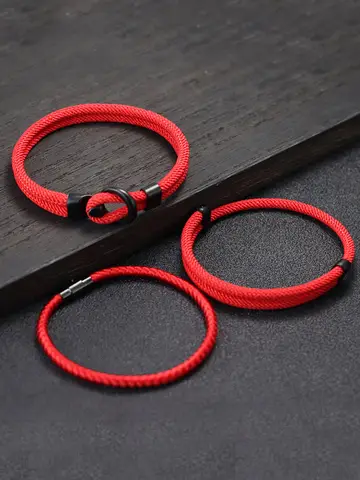 New 3Pcs Men Bracelet Set Lucky Red Keel Rope Braslet Surfer Nautical Fabric Braclet Leisure Accessories Gift For Him Jewelry
