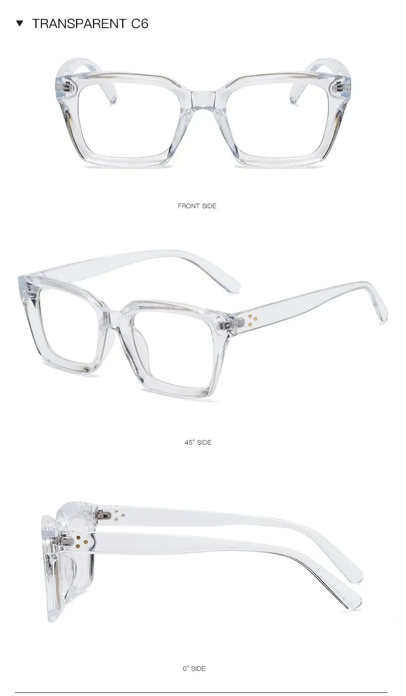 Unisex Transparente Quadratische Lesebrille Für Frauen Mode Übergroßen Anti Blau Licht Computer Männer Brillenfassungen – Detail 17