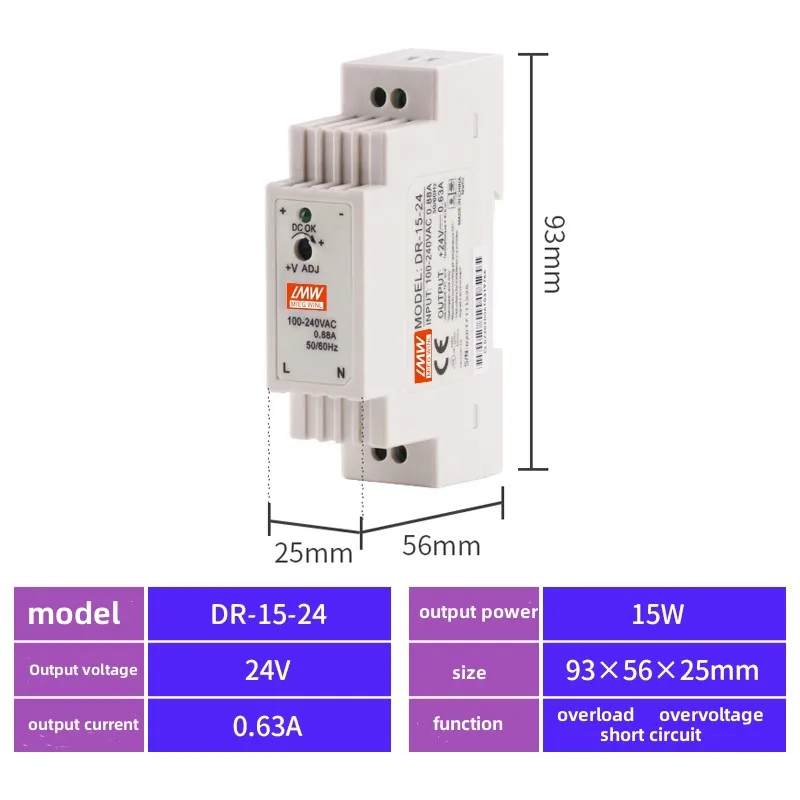 

IN Rail Switching Power Supply Light Transformer AC 110V 220V To DC 5V 12V 24V Power Supply Source Adapter For Led Strip CCTV