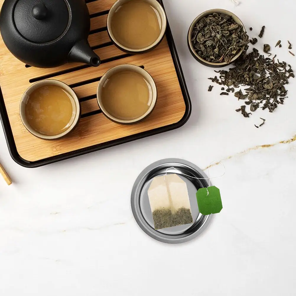 4Pcs Tea Bag Holder Metal Saucer Coaster Set Sturdy Lightweight Wear Resistant for Cups Table Surface Protection Coffee