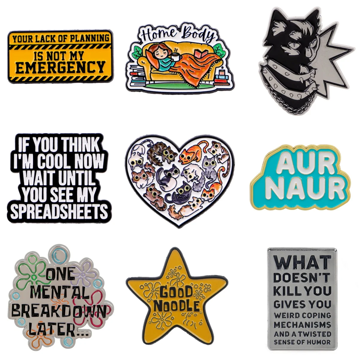 Spilla Smaltata a Forma di Gatto Nero Carino, Distintivo Cartoon per Ragazze, Spilla Divertente con Citazioni da Ufficio, Badge alla Moda per Cappotti, Gioielli Regalo per Amici