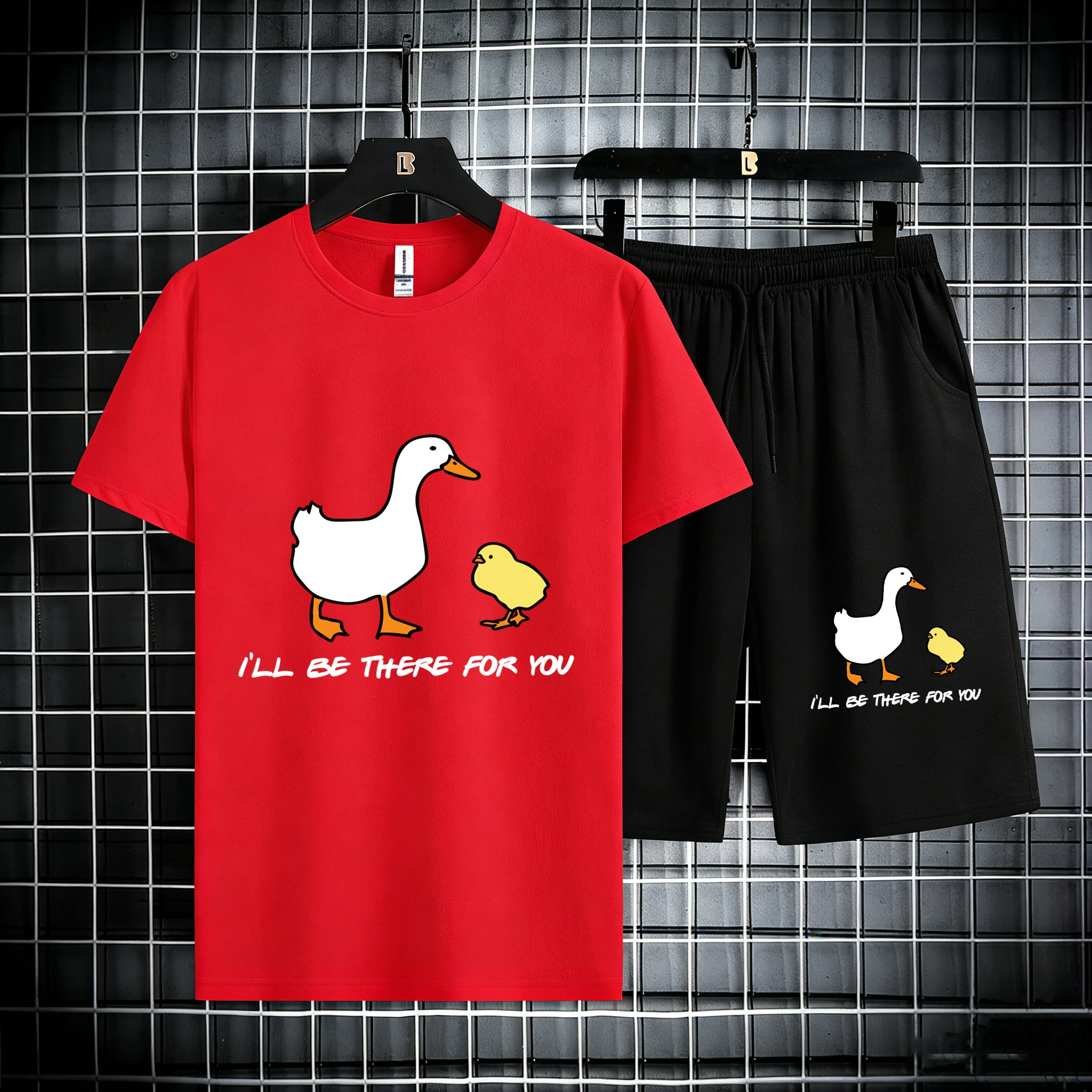 

Goose Will Be There For You Print Cotton Summer 18 Color Tee Shirts New In Men'S Set Casual Daily Sweatpants Basics Cool Tees