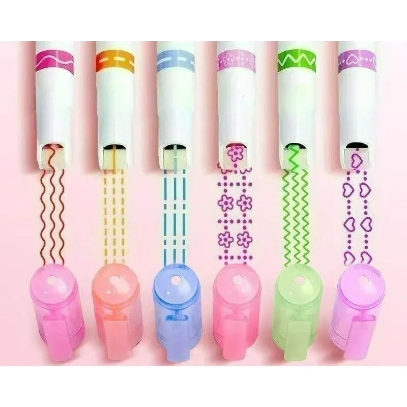 

6-цветные ручки-маркеры с колесами ​ Быстросохнущие маркеры для декора карточек, школьных проектов и милого подарка студенту своими руками с линейным дизайном