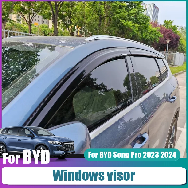 

Для BYD Song Pro 2023 2024, яркий черный автомобильный оконный козырек, декоративная полоса, водонепроницаемая, модификация внешнего вида автомобиля