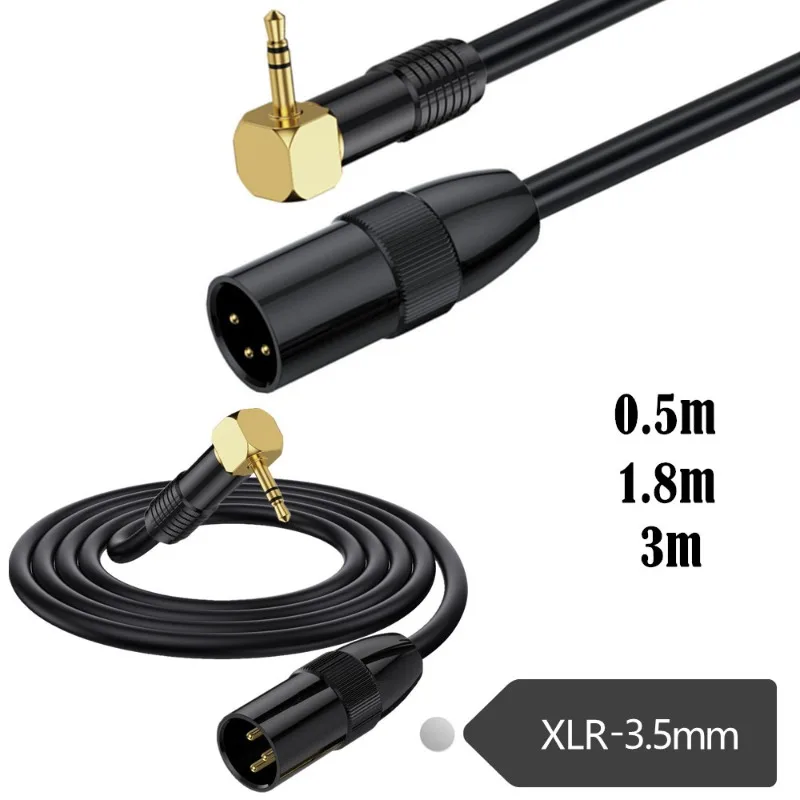 

90-Degree Elbow Core, Metal Shell, Gold-plated Head XLR Canon Circular DC3.5 Stereo Public Active Speaker Audio Cable