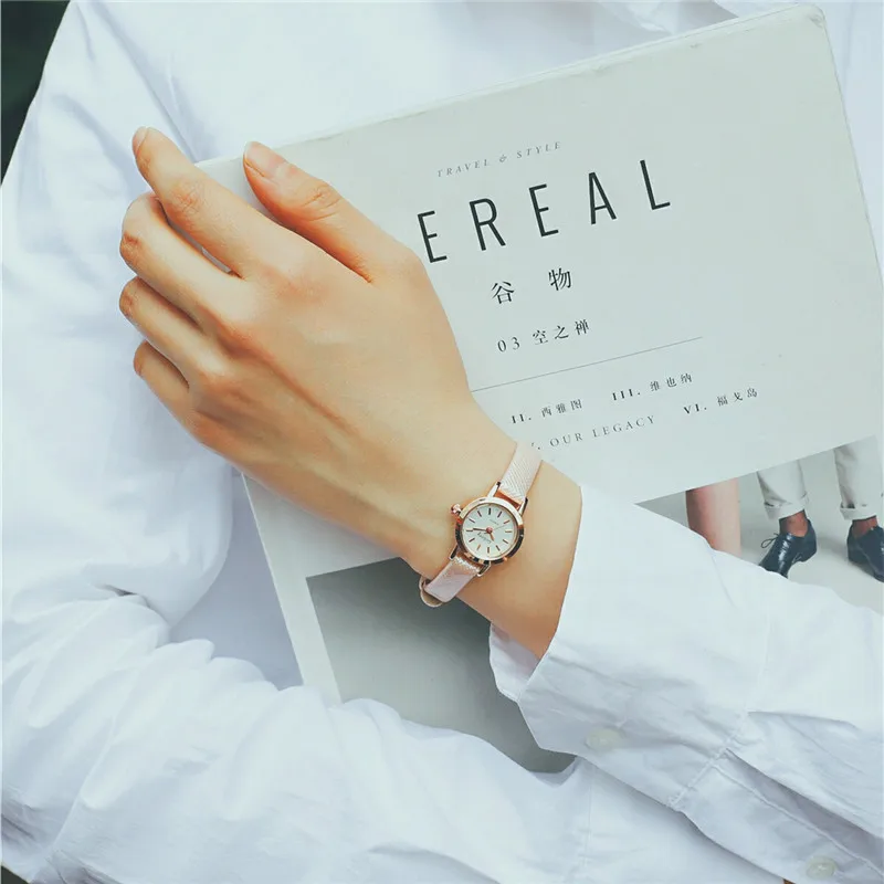 Ulzzang Small Dial Vintage Leather Women\'s Watches Casual Charm Ladies Wristwatches Simple Style Quartz Dress Watch Women Clock