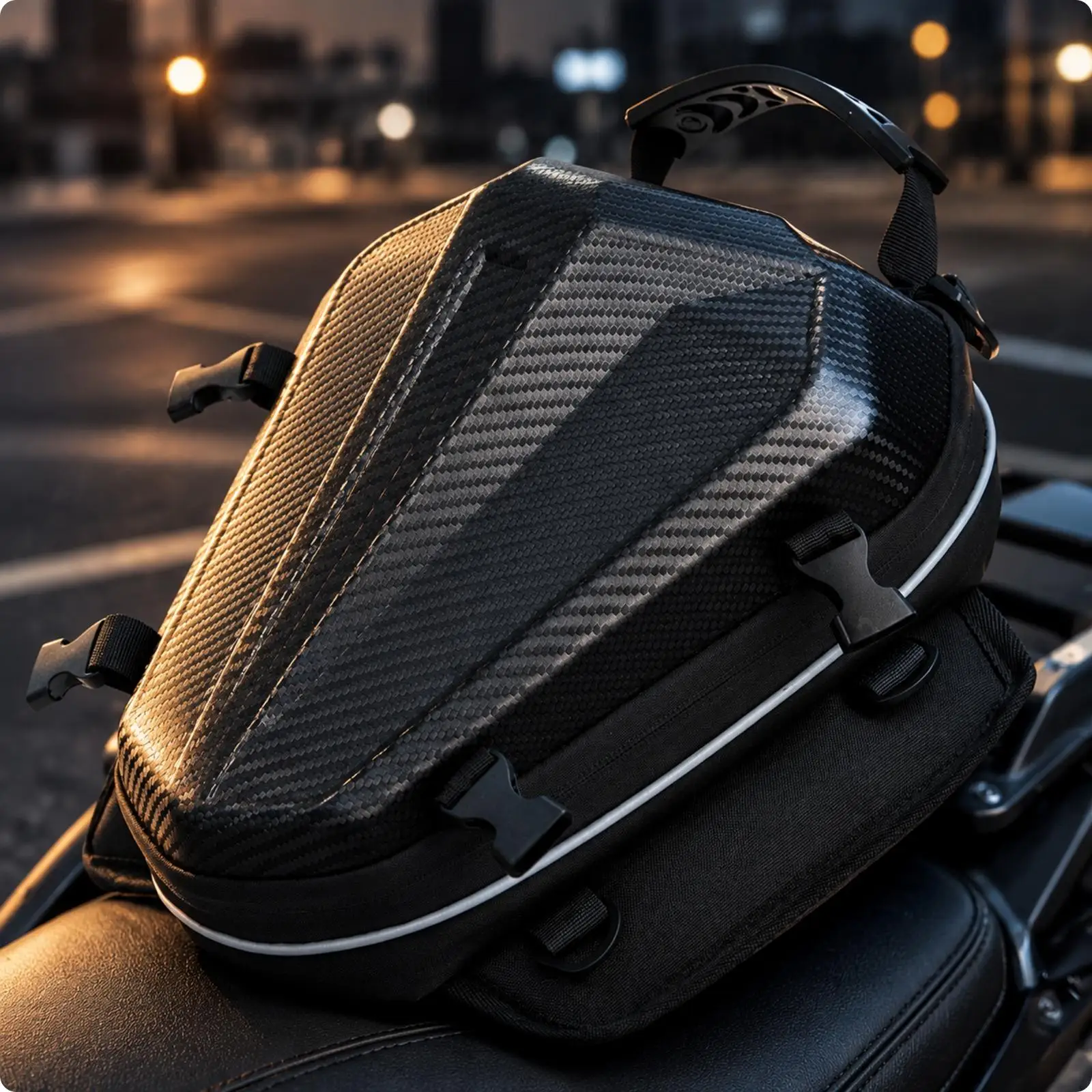 Motorcycle Tail Bag Hard Shell Carbon Fiber Pattern Expandable Waterproof Rear for seat Luggage for Riding