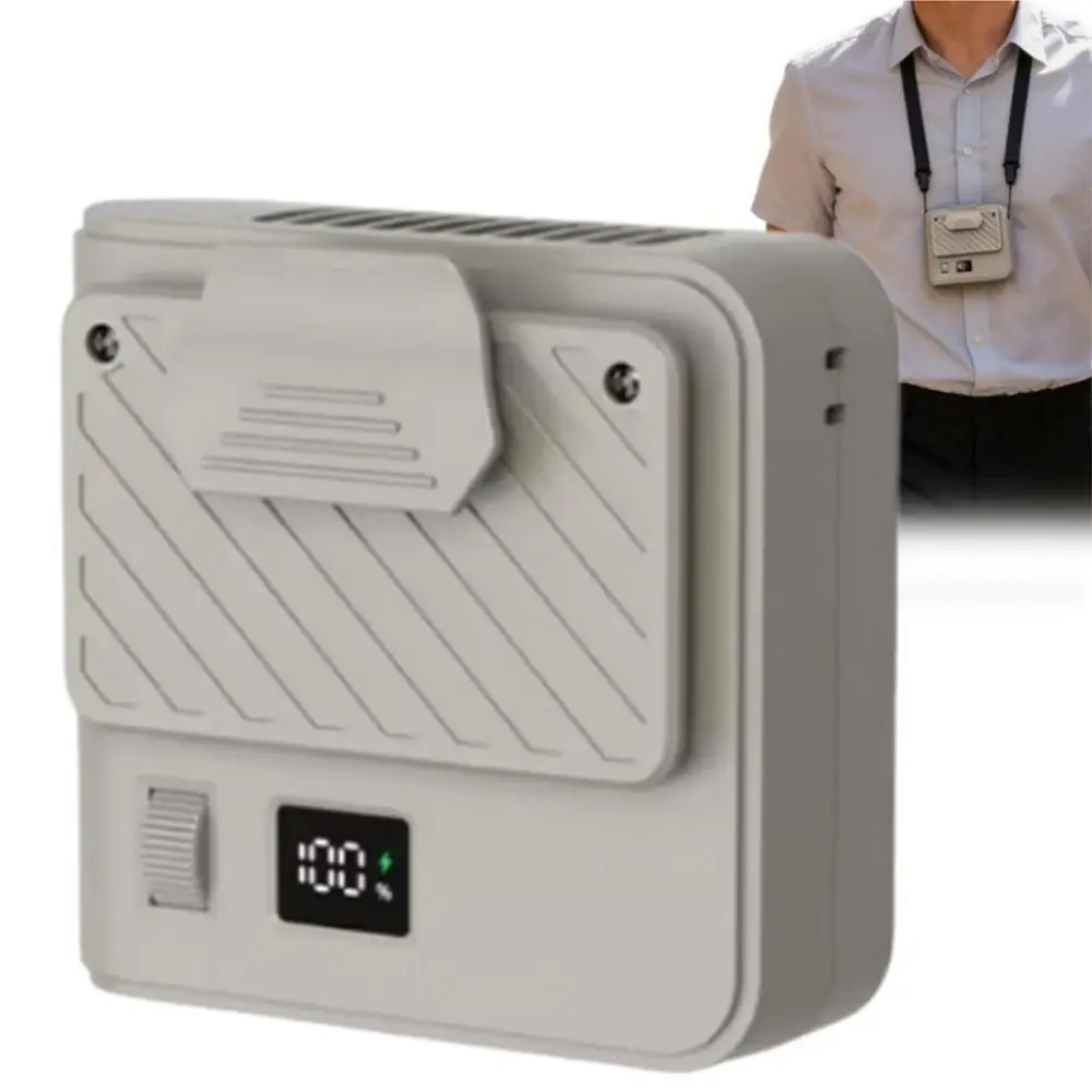 

Портативный вентилятор на шею с 100 скоростями, LED-дисплеем, 9500 об/мин, перезаряжаемый, с цифровым дисплеем, для личного охлаждения