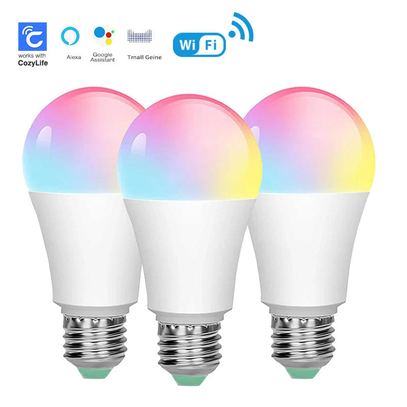 

SIXWGH E27 Bulb WiFi 9W Smart RGB Lamp Home Dimmable Timer Function Cozylife App Cotrol Supports Google Home Alexa