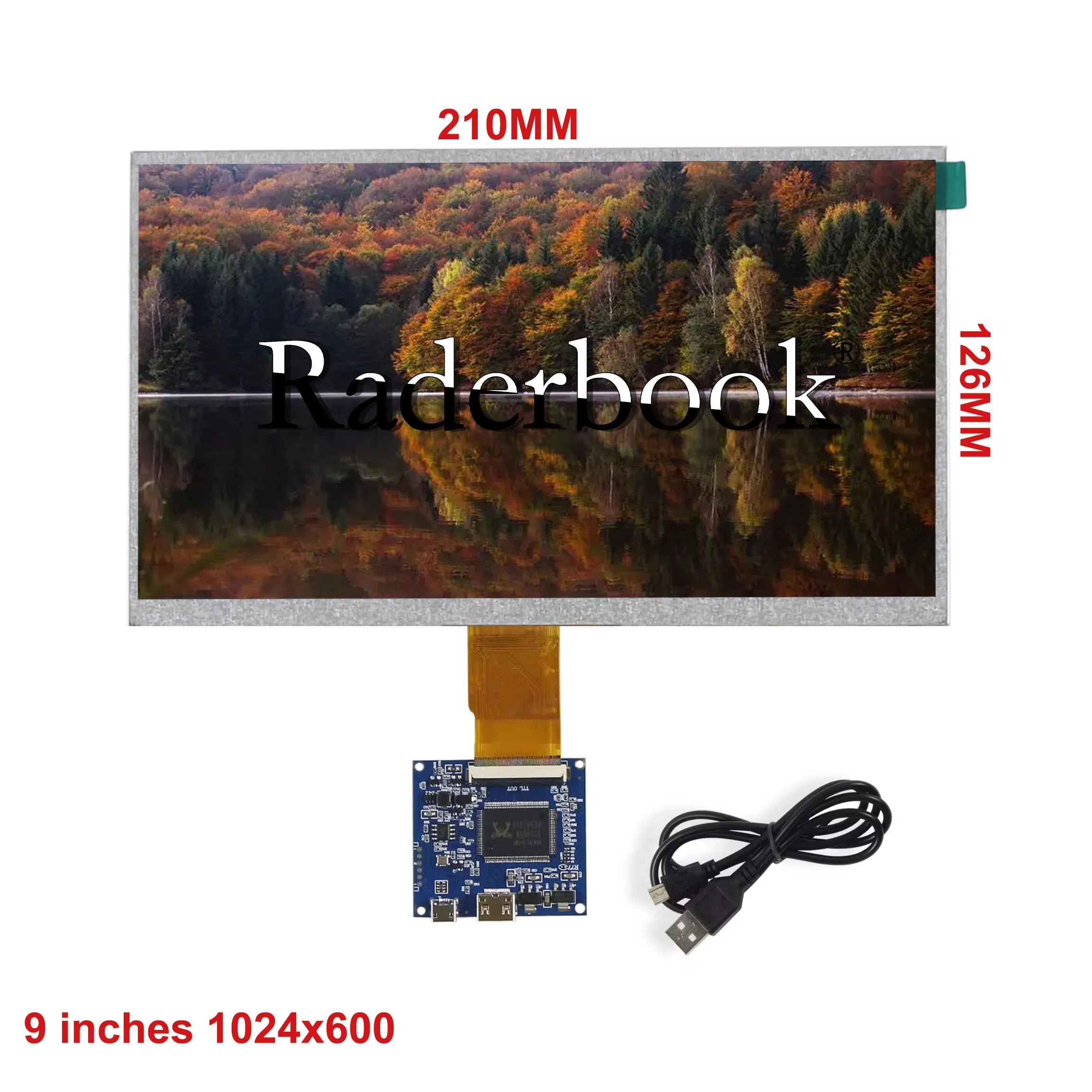 9 Inch 1024*600 Screen Display LCD Monitor Driver Control Board Mini HDMI-Compatible For Lattepanda,Raspberry Pi Banana Pi PC