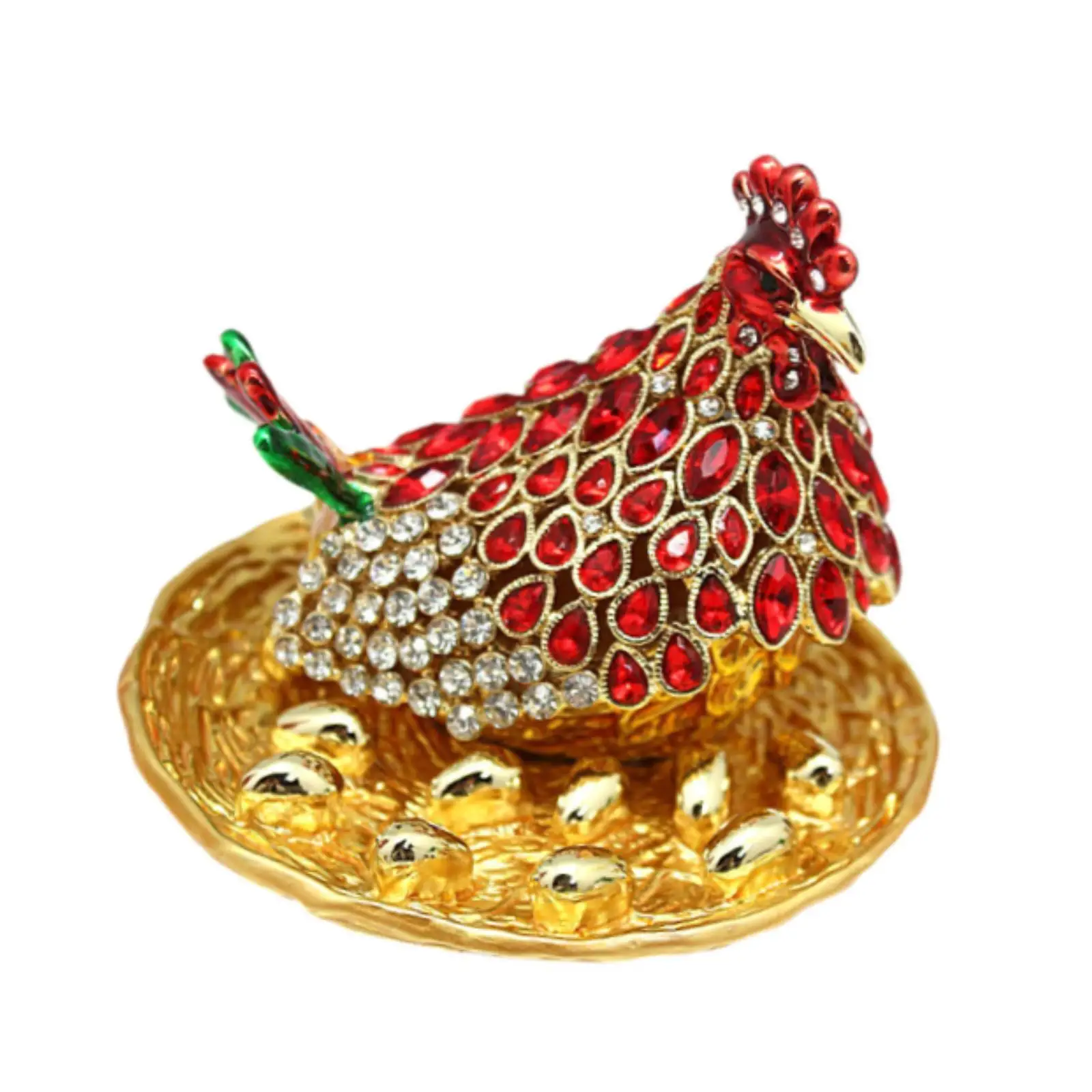 Chicken Figurine Jewelry Box Jewelry Organizer Trinket Box Treasure Case for Bedside