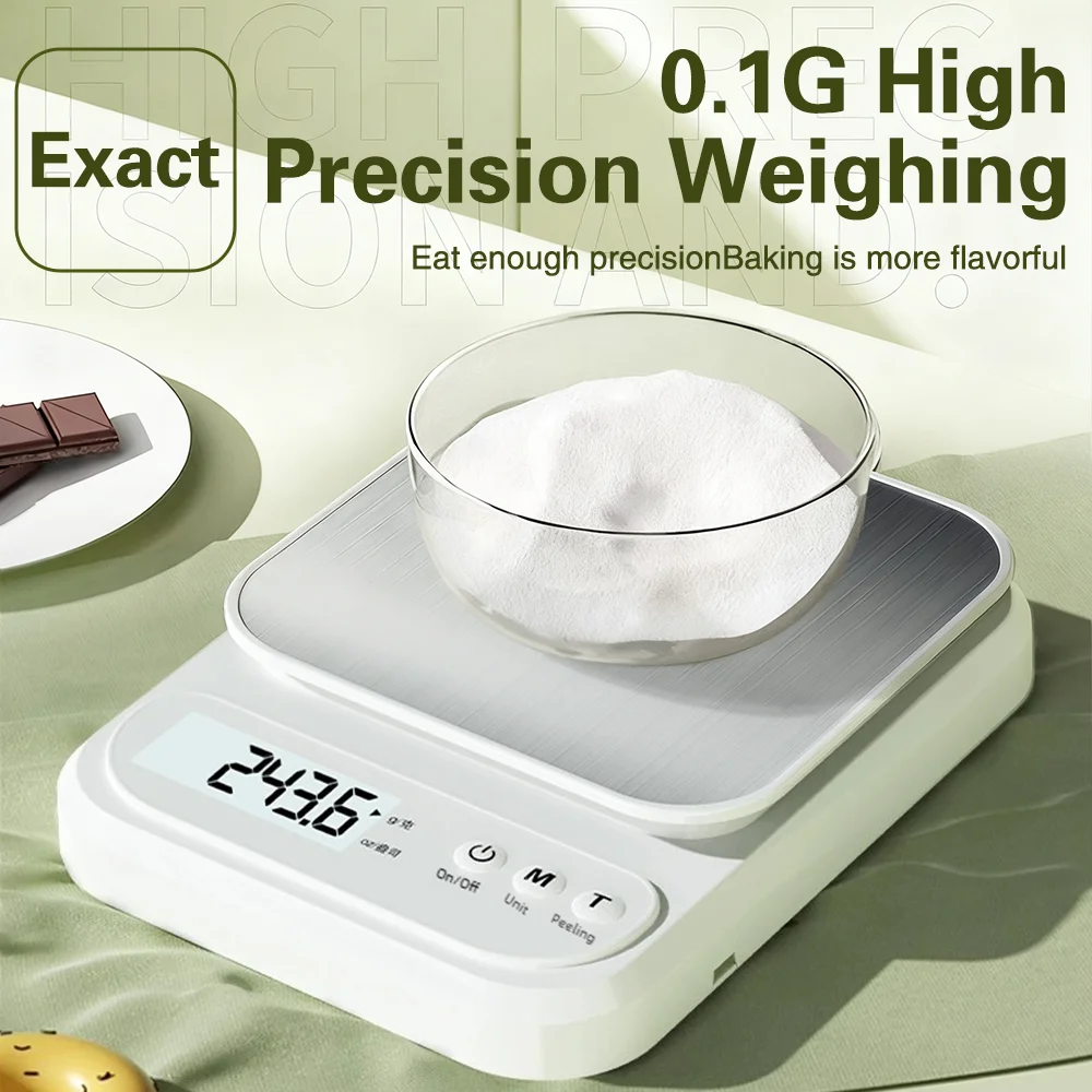 ميزان إلكتروني عالي الدقة 10 كجم/1 جرام مقياس جرام صغير للمطبخ، ميزان قهوة دقيق مع شاشة LCD/وظيفة شديدة
