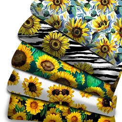 Spring Sunflower Polyester Cotton/Stretch/Swimwear Fabric for Tissue Sewing Quilting Fabrics Needlework Quilt DIY 50*145cm