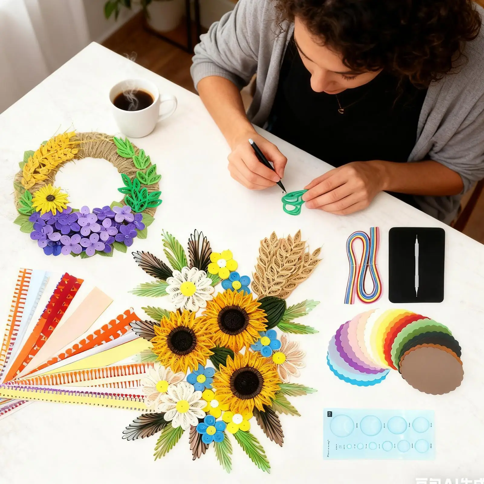 

Quilling Paper Strips Colorful Handmade Supplies Decoration 3D Flower Quilling Paper for Women Adults Beginner Craft Birthday