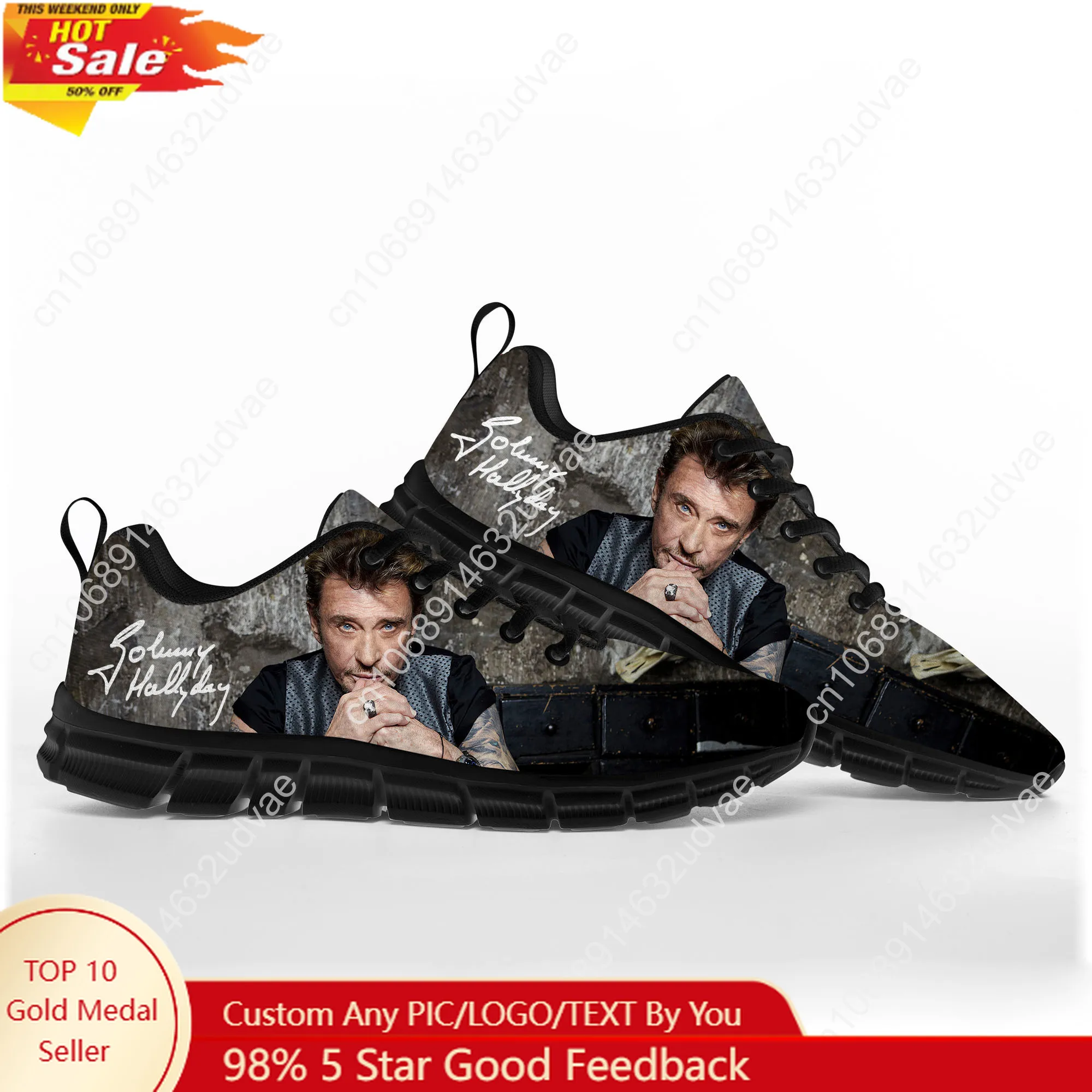 

Johnny Hallyday Sports Shoes Men Women Teenager Sneakers Footwear Casual Custom Couple Shoes Black