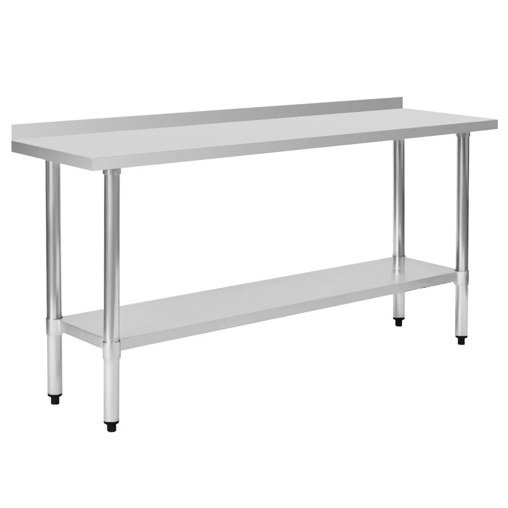 

18" x 72" 18-Gauge Stainless Steel Commercial Work Table with 4" Backsplash and Undershelf