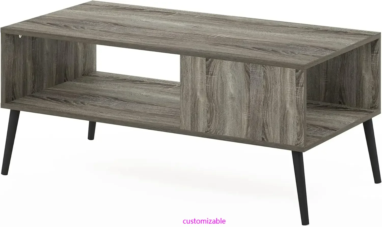 

Журнальный столик в стиле Claude Mid Century с деревянными ножками, большая верхняя часть из французского дуба серого цвета без подъема