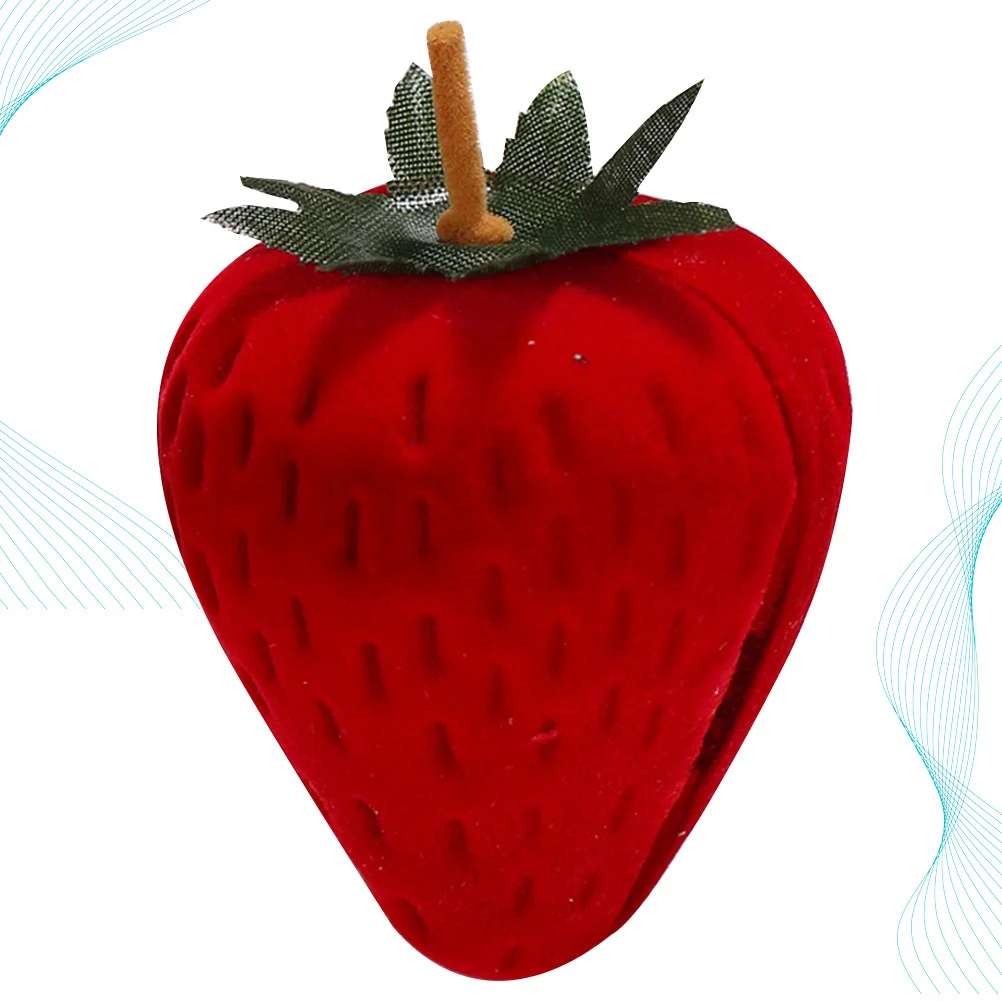 1개 딸기 모양 반지 상자 빨간색 휴대용 보석함 목걸이 보관 케이스 보석 보관 여행용 포장 상자 반지 홀더