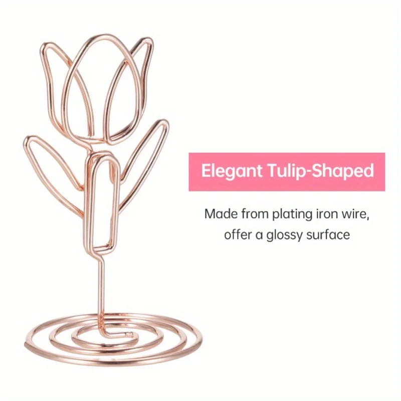 6 قطعة حامل رقم الجدول مقاطع الصور توليب على شكل علامة حامل بطاقة الاسم لقطع مركزية حفل زفاف عيد ميلاد ديكور المنزل #5