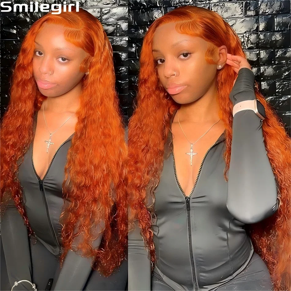 

30 36-дюймовый рыжий парик из человеческих волос 250 Плотность 13X6 Hd Парик фронтальной части шнурка Глубокая волна Вьющийся парик фронта шнурка Цветной бразильский для женщин