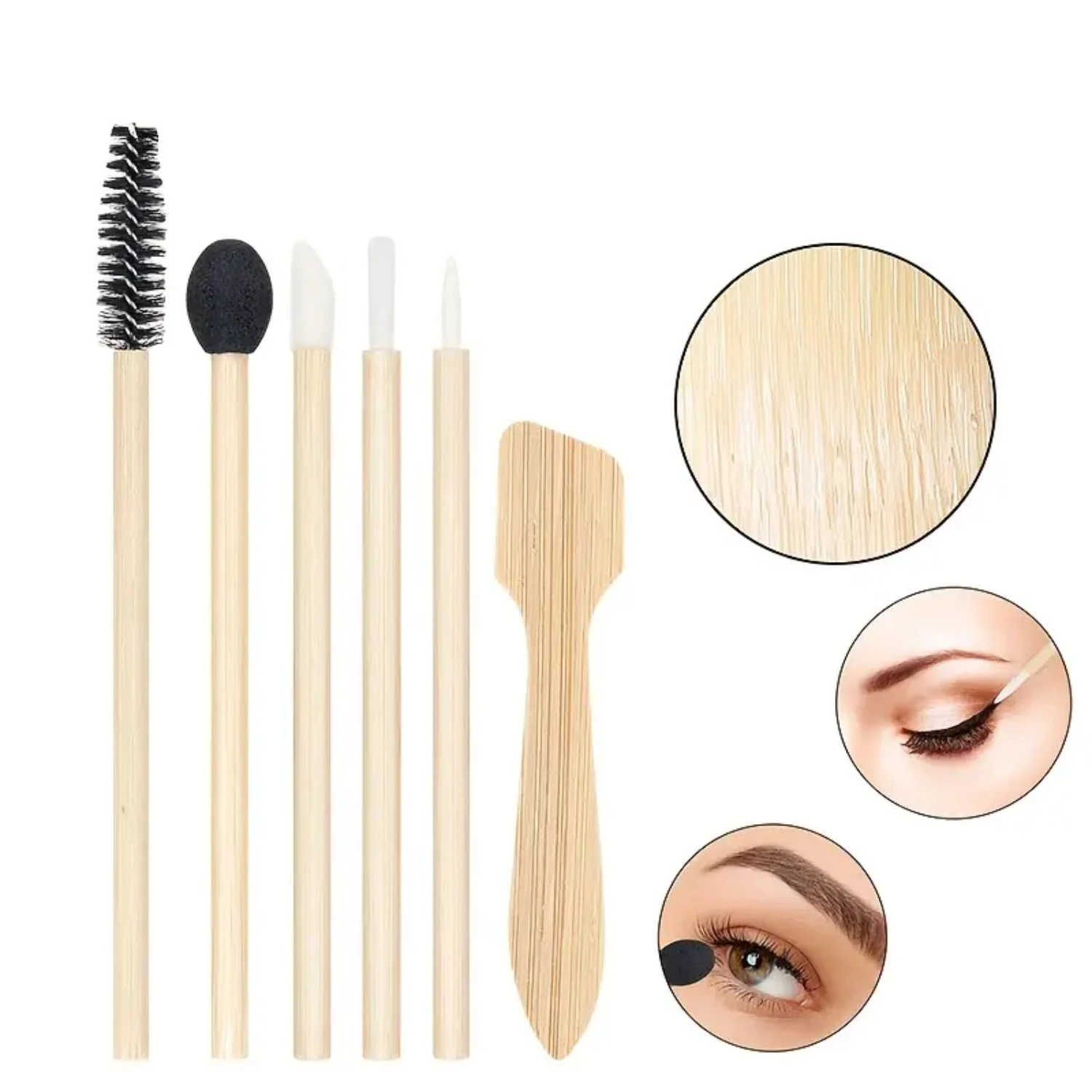 Six-piece Bag Packaging Portable Bamboo Handle Makeup Brushes Set Professional Cosmetics Brush Kits Foundation Eyeshadow Brushes