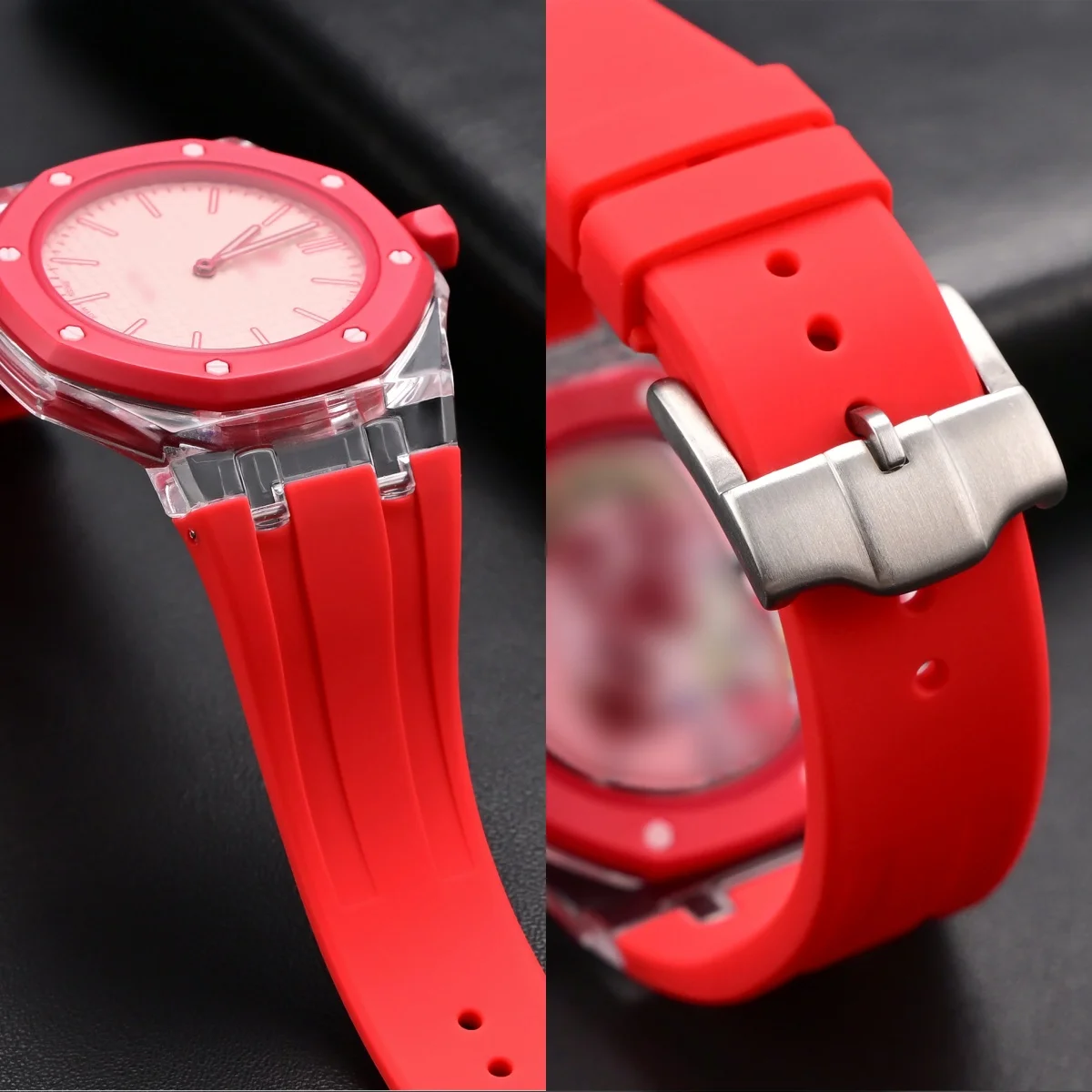 Прозрачный чехол + силиконовый ремешок для часов Swatch x AP Royal POP, комплект для модификации карманных часов, превращающий их в наручные часы.