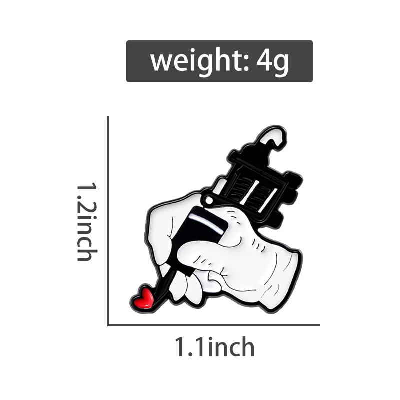 Creative Tattoo Gun Machine Red Heart Brooch Enamel Pin Custom Funny Decorative Brooches Lapel Jacket Badges Jewelry Accessories